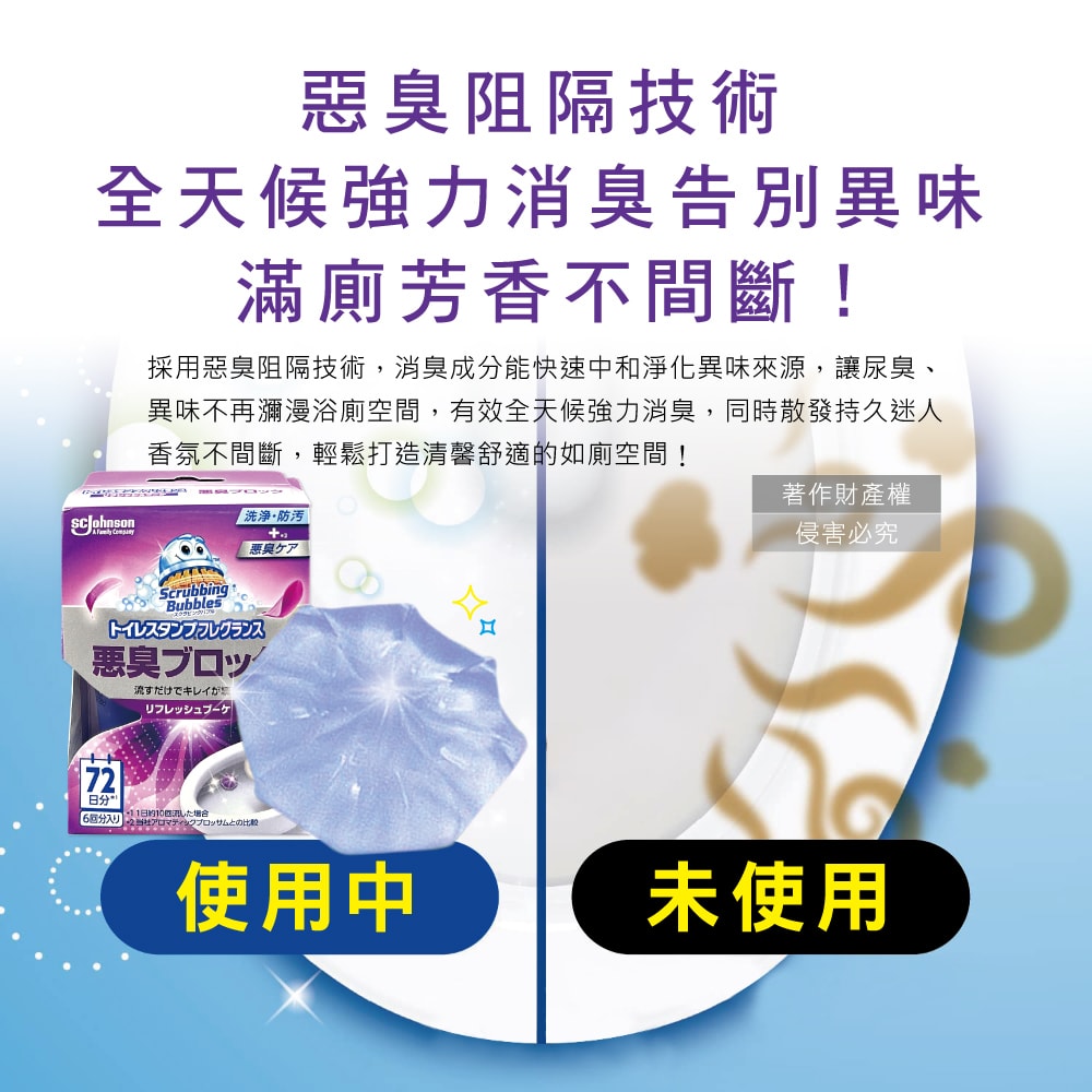 【S.C. JOHNSON 莊臣】花香洗淨防污推桿式馬桶清潔凝膠38g+推桿1支/盒(坐式馬桶去尿漬消臭黏凍,廁所免刷洗香氛凍,鑽石型凝凍耐沖水約720次)