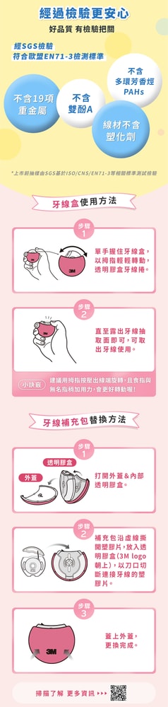 【3M】3M RTF6 柔韌潔牙線 馬卡龍造型3入裝補充包x3組