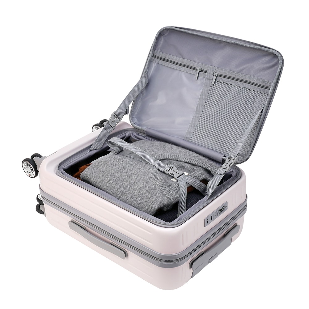 【DISEGNO】20吋簡約上掀式前開拉鍊行李箱