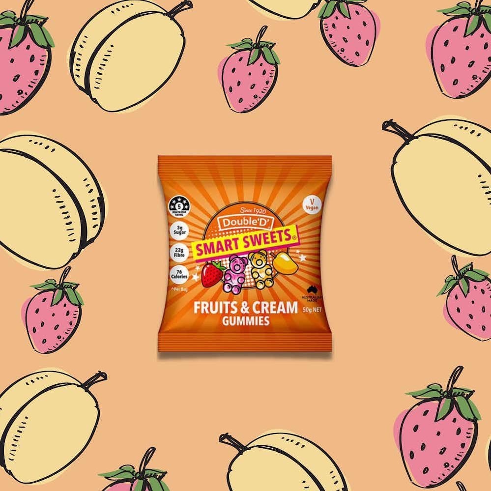【澳洲DoubleD】無糖全素高纖軟糖—草莓芒果牛奶(50g)