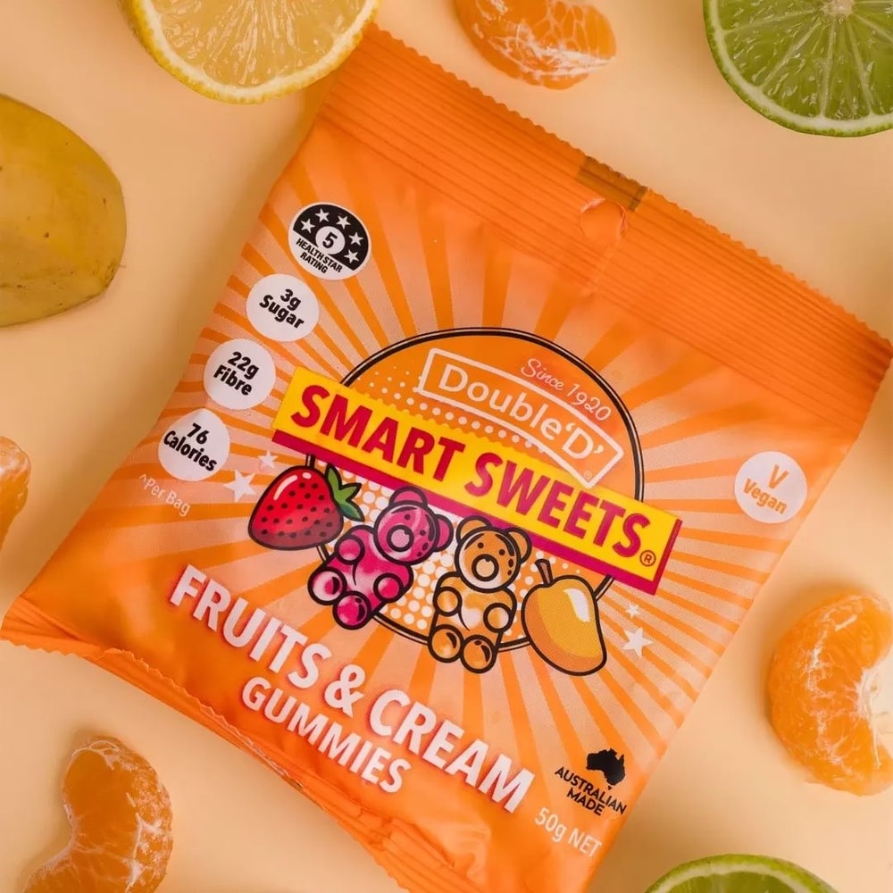 【澳洲DoubleD】無糖全素高纖軟糖—草莓芒果牛奶(50g)