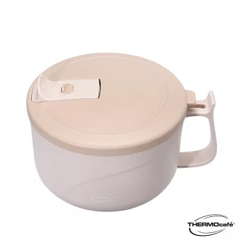 【THERMOcafe'凱菲】不鏽鋼瀝水蓋隔溫碗1200ml(奶茶棕)x2入