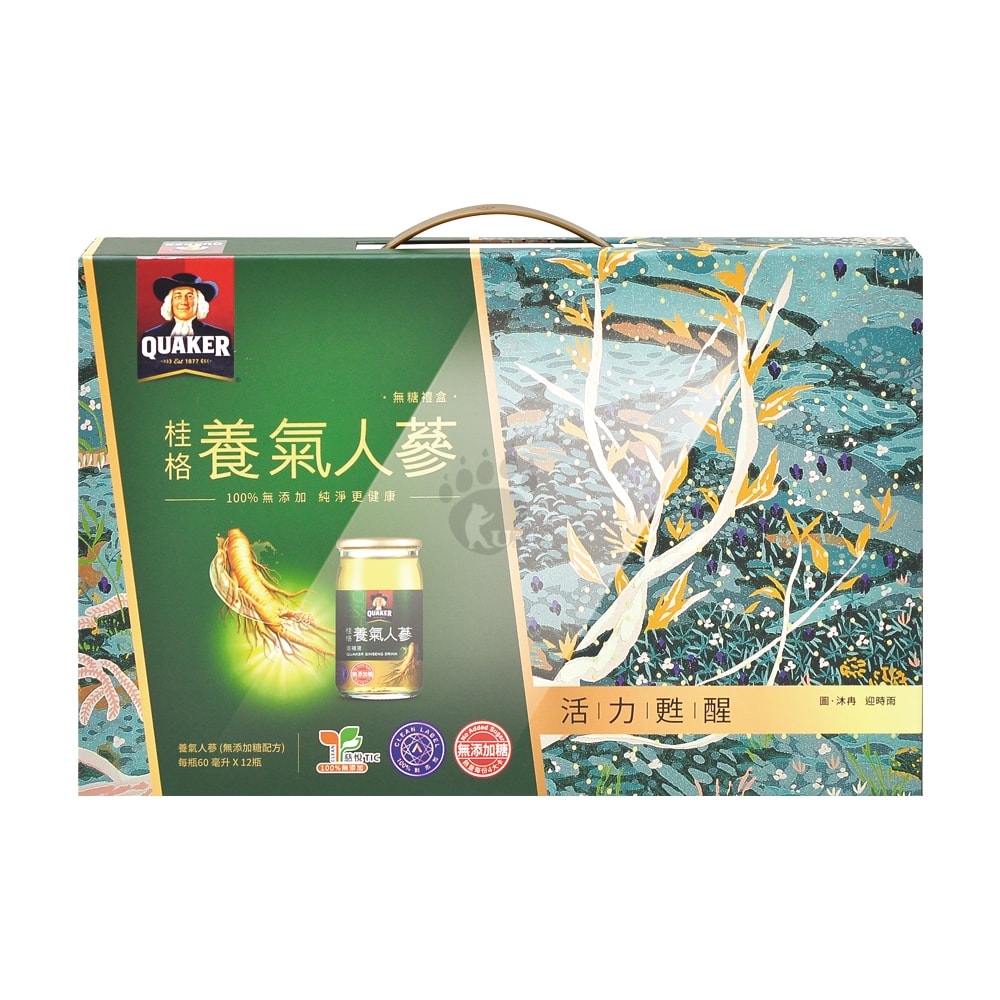 【QUAKER 桂格】養氣人蔘無糖禮盒 60mlx12瓶/6盒