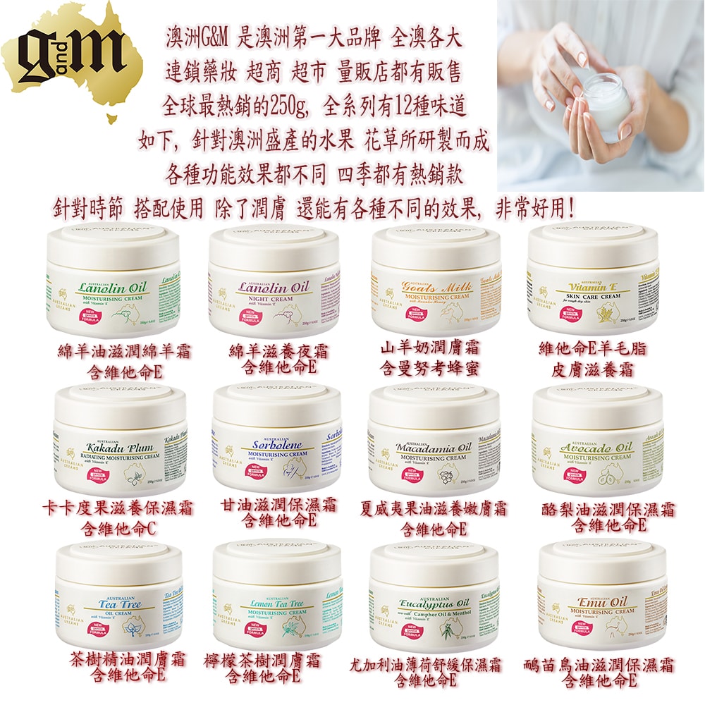 【澳洲 G&M】綿羊油滋潤綿羊霜含維他命E家庭號(500g/瓶-4入組)