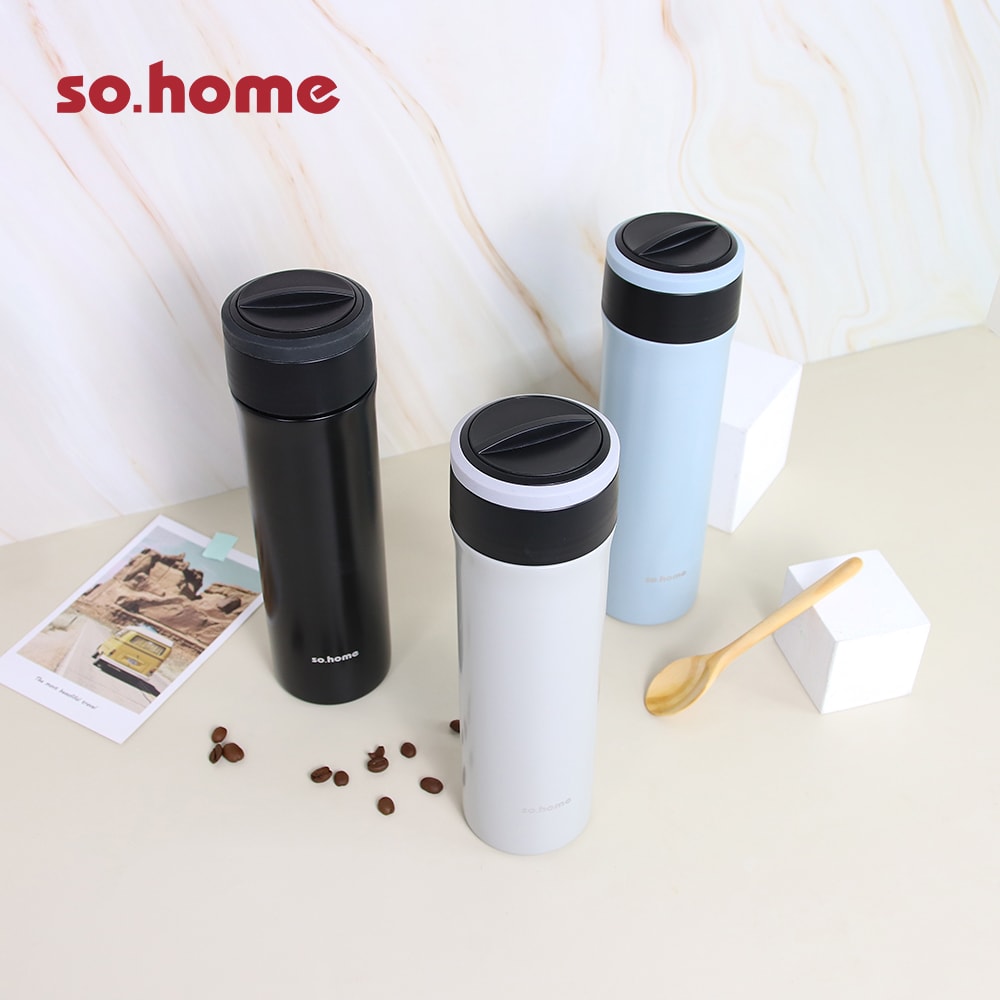 【so.home】雙層304不鏽鋼玻璃內膽保溫瓶-顏色可選(二入組)