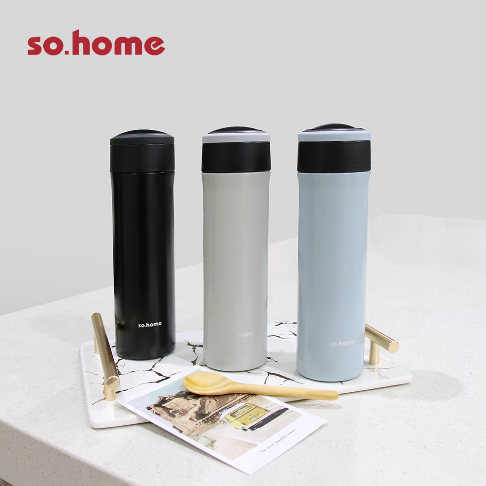 【so.home】雙層304不鏽鋼玻璃內膽保溫瓶-顏色可選(二入組)