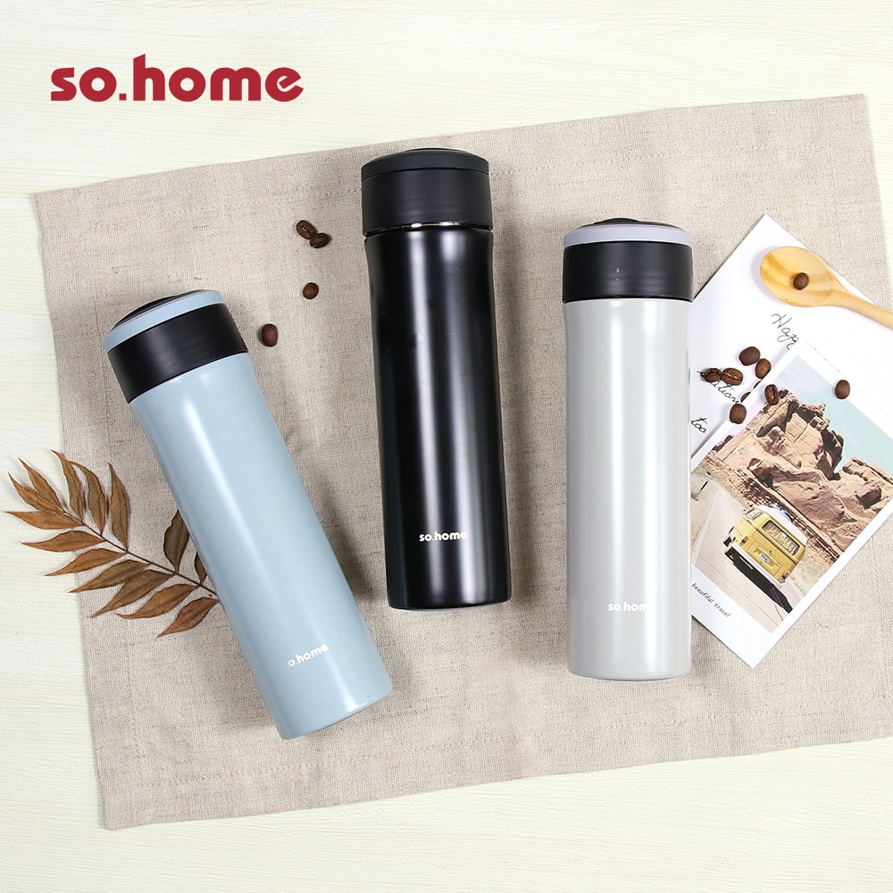 【so.home】雙層304不鏽鋼玻璃內膽保溫瓶-顏色可選(二入組)