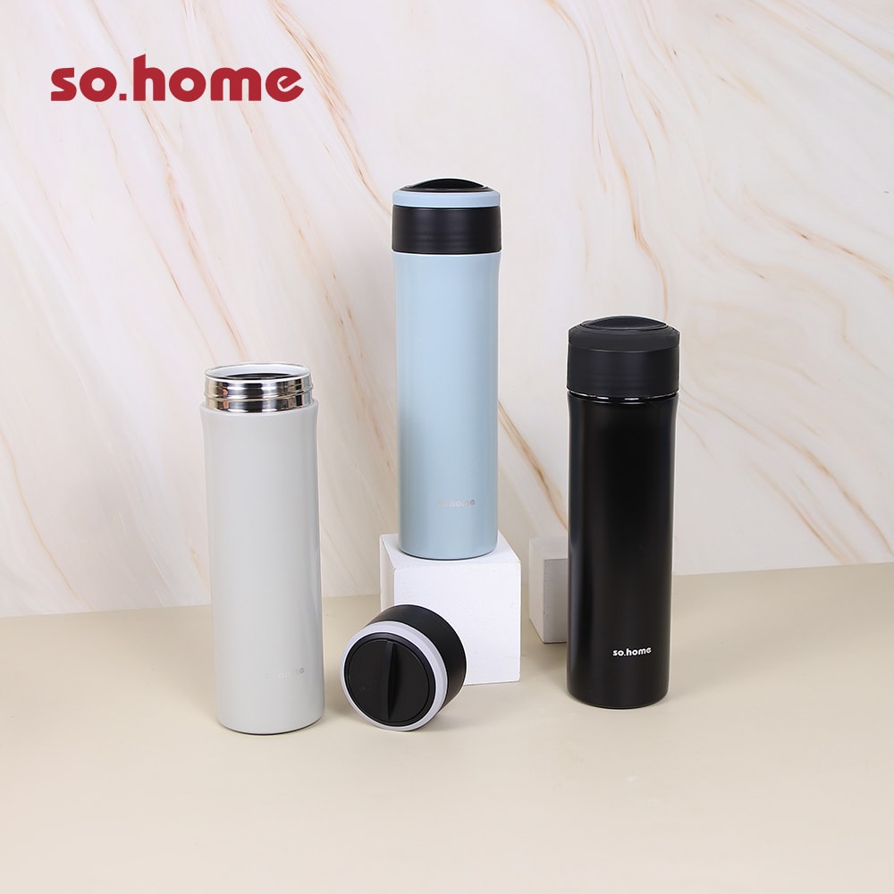 【so.home】雙層304不鏽鋼玻璃內膽保溫瓶-顏色可選(二入組)