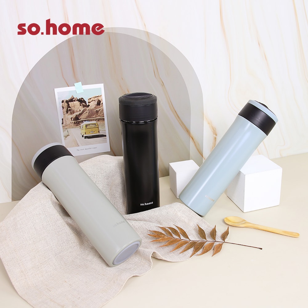 【so.home】雙層304不鏽鋼玻璃內膽保溫瓶-顏色可選(二入組)