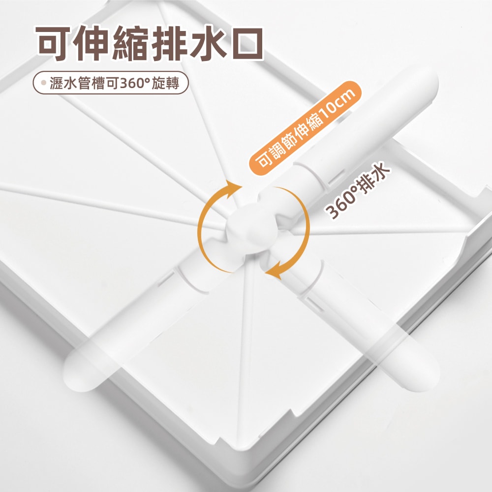 【慢慢家居】304不鏽鋼-免安裝碗盤瀝水架 碗盤收納架 (實木把手 瀝水管可伸縮旋轉 碗盤架)