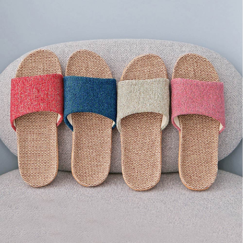 【AXIS 艾克思】繽紛糖果色亞麻透氣輕巧防滑包頭室內拖鞋(男/女款)_2雙