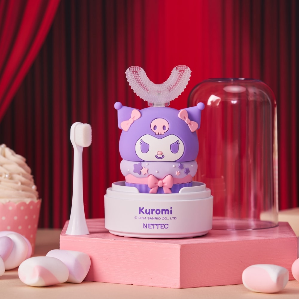 【優樂】三麗鷗 兒童U型電動牙刷 Kuromi 酷洛米 (附超細軟萬毛刷頭+U型刷頭)