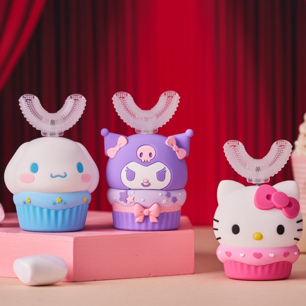 【優樂】三麗鷗 兒童U型電動牙刷 Hello Kitty 凱蒂 (附超細軟萬毛刷頭+U型刷頭)