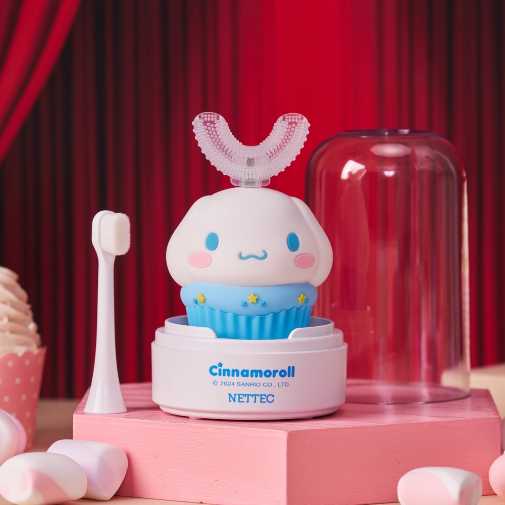 【優樂】三麗鷗 兒童U型電動牙刷 Cinnamoroll 大耳狗 (附超細軟萬毛刷頭+U型刷頭)