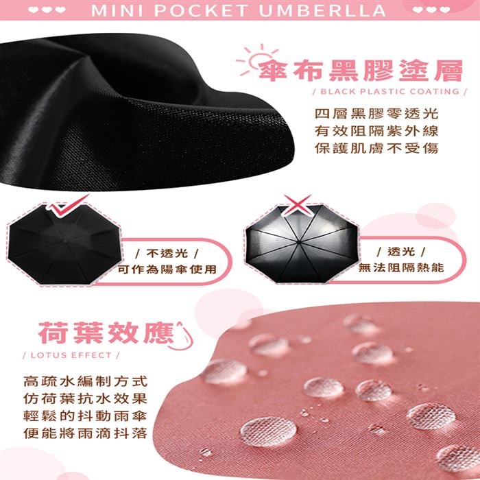 【棠品居】輕巧迷你口袋傘(銀灰色/青蘋綠/羅蘭紫/天青藍)