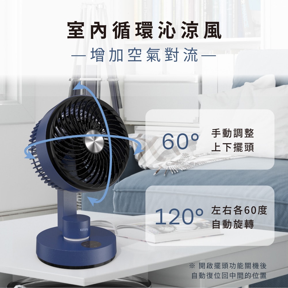 【KINYO】8吋充插兩用DC扇/循環扇/電風扇/USB風扇(UF-7185)自動擺頭/LED/易拆洗