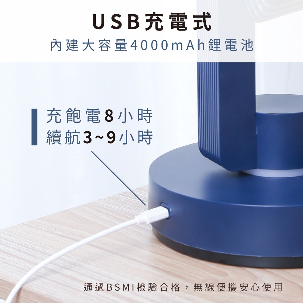 【KINYO】8吋充插兩用DC扇/循環扇/電風扇/USB風扇(UF-7185)自動擺頭/LED/易拆洗