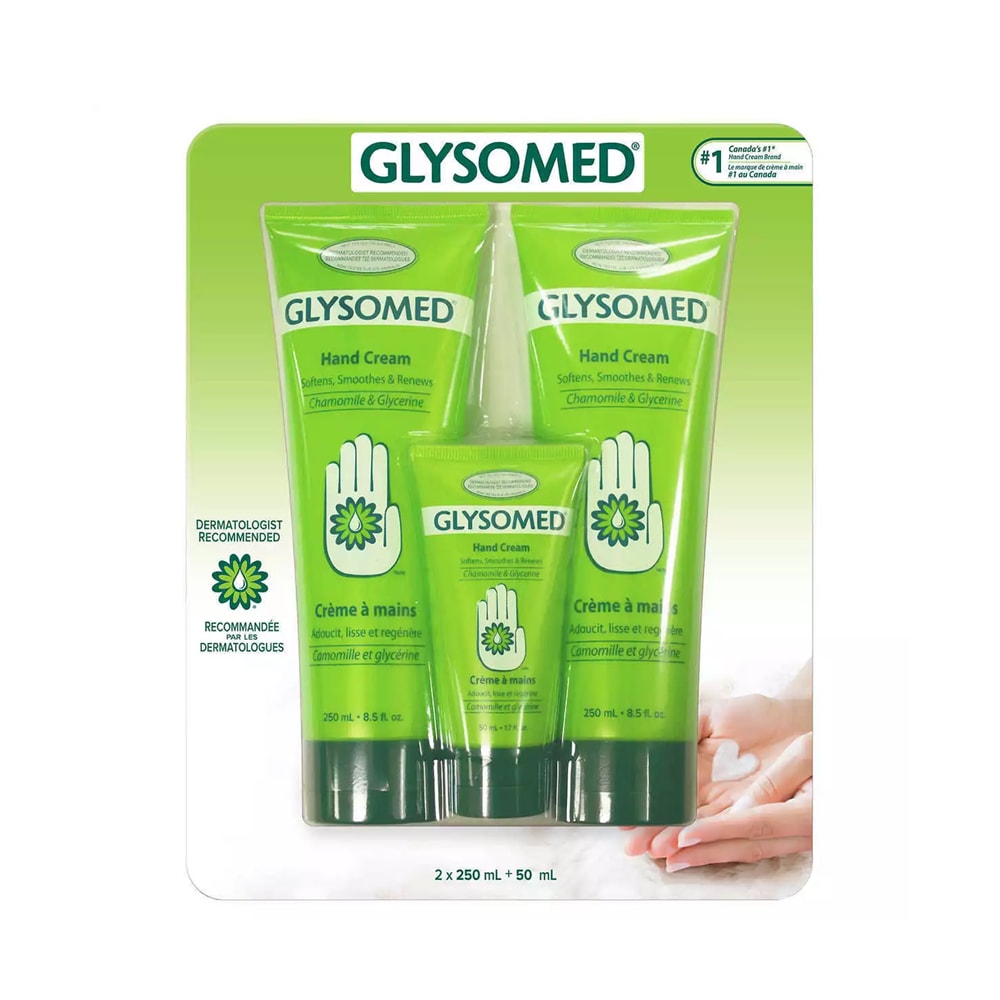 【GLYSOMED 葛妮絲】洋甘菊滋潤護手霜3件組 250mlx2+50ml深層滋潤 緩解乾燥 長效鎖水