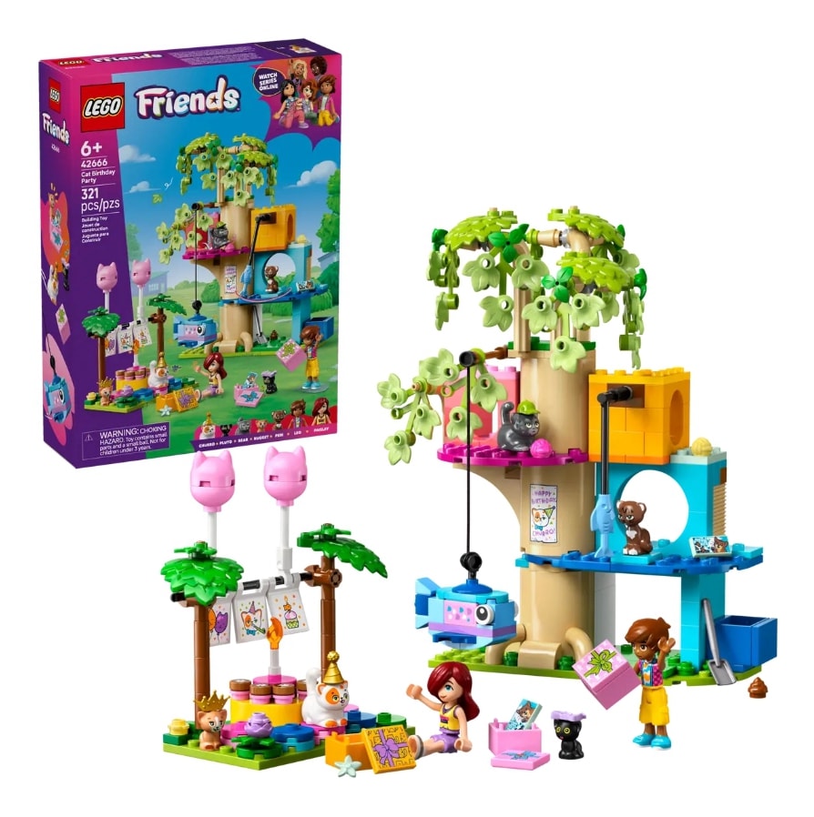 【LEGO 樂高】磚星球〡 42666 好朋友系列 貓咪生日派對和樹屋 Cat Birthday Party & Tree House