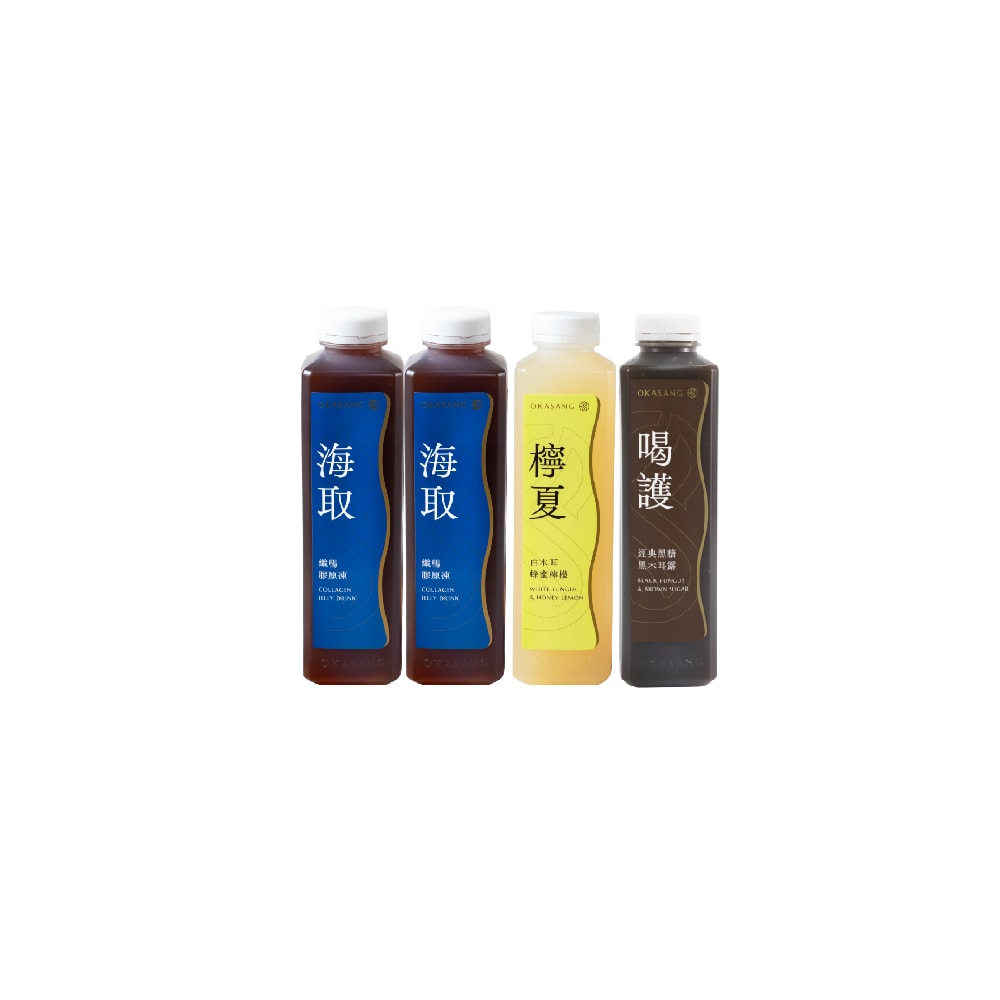 【O卡桑】兒童補鈣推薦組｜1000ml*4(經典黑糖黑木耳露*1、蜂蜜檸檬白木耳露*1、纖暢膠原凍*2)