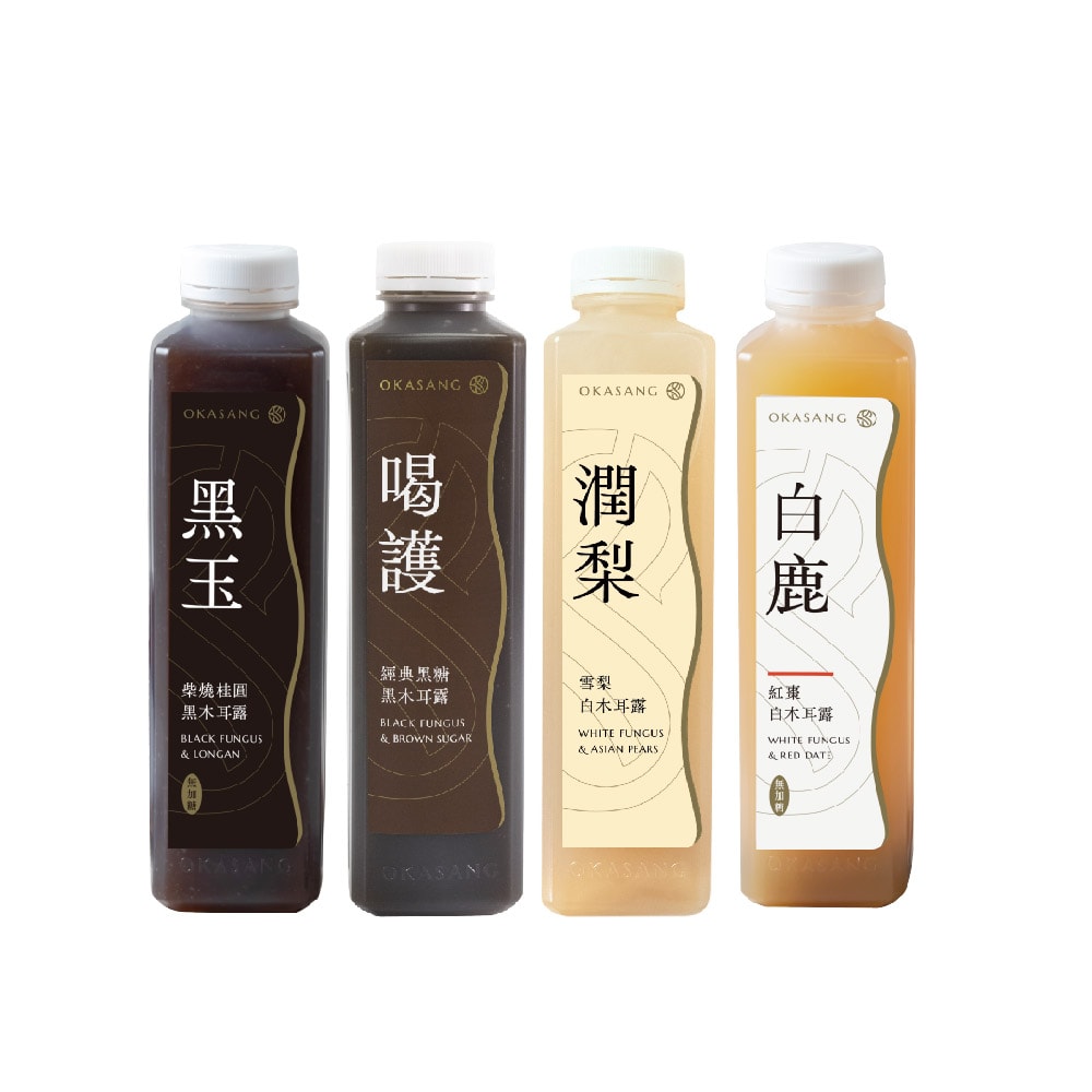 【O卡桑】中醫師推薦組｜1000ml*4 (柴燒桂圓黑木耳露(無加糖)*1 、經典黑糖黑木耳露*1、紅棗白木耳露(無加糖)*1、雪梨白木耳露*1)