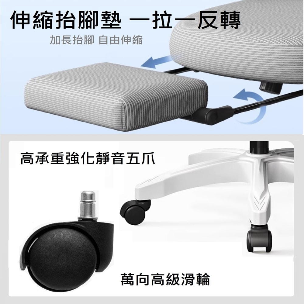 【HTGC】人體工學辦公椅(多向腰托 多層坐墊 科技網布 靜音五爪)電腦椅 辦公椅 會議椅 工作椅 人體工學椅