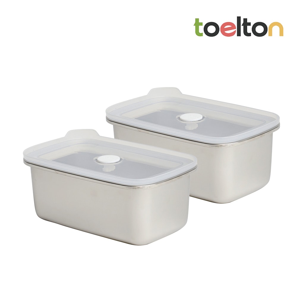 【韓國Toelton】316不銹鋼長方形保鮮盒 2入組 (1000ml+1000ml)