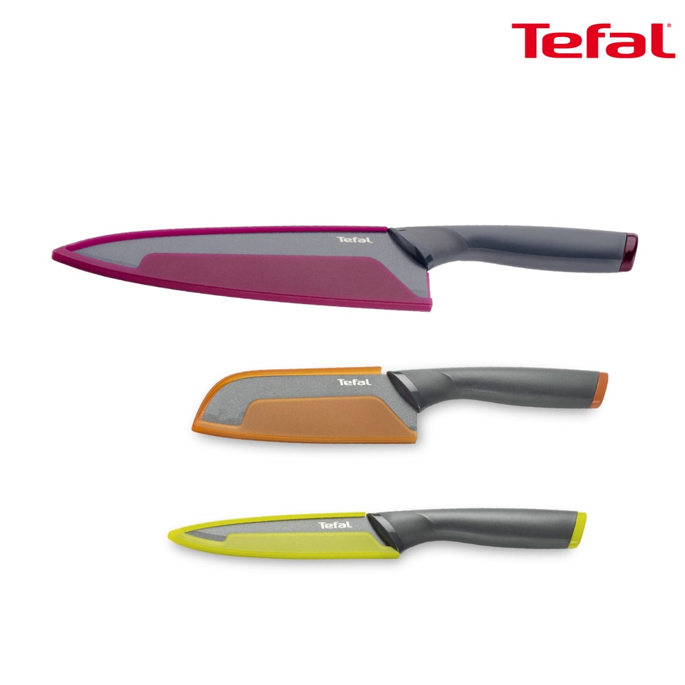 【Tefal 特福】鈦金系列刀具三件組(12CM不沾日式主廚刀+12CM不沾萬用刀+20CM不沾主廚刀)
