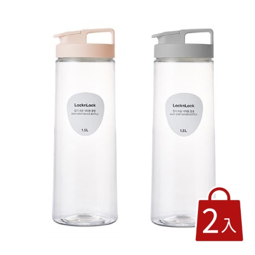 【樂扣樂扣】手提PET冷水壺1.5L(大象灰/ 淡漠粉)x2入