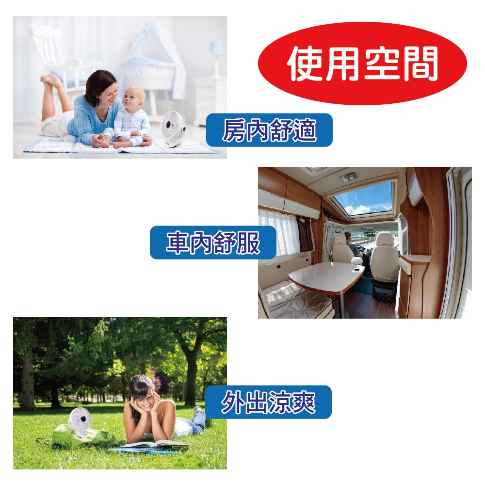 【SUPA FINE 勳風】USB行動DC風扇/電風扇/夾扇/壁掛扇(HFB-S0007)360度轉頭/Type-C