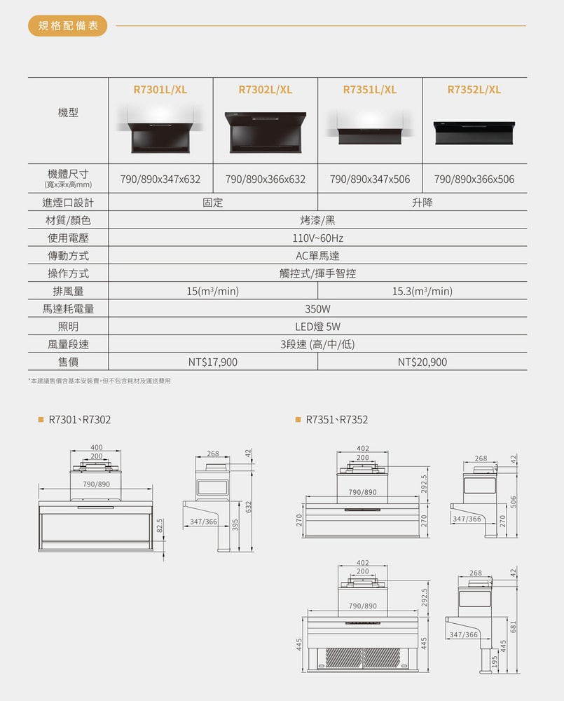 【SAKURA 櫻花】80CM近吸揮手智控下降半隱藏除油煙機( R7352AL)北北基以外縣市另外付安裝費