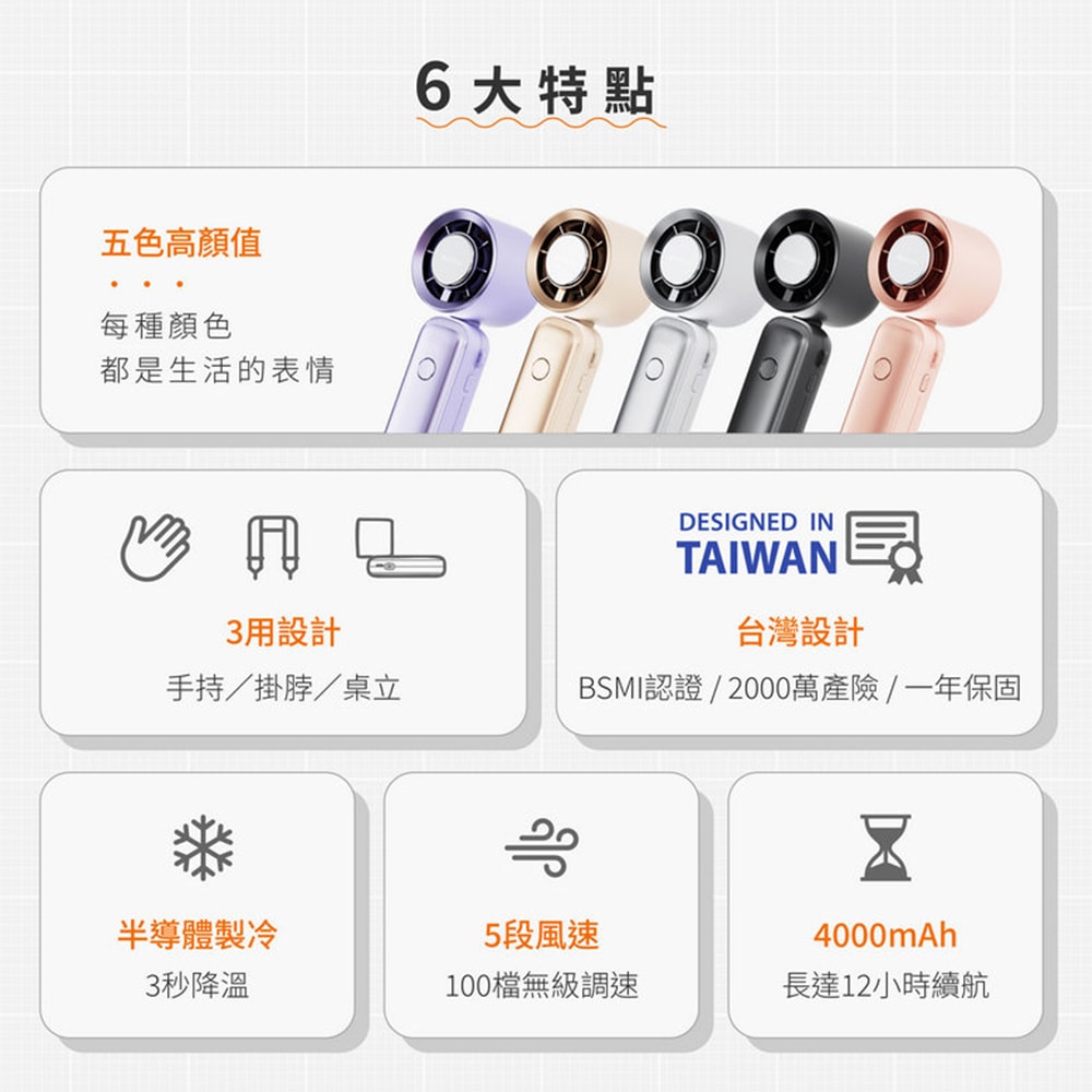 【guxon古尚】巧冰扇/充插兩用冰敷扇手持USB風扇/DC扇/掛脖扇/桌扇(GXFAN01)可立可折疊/100段速/附掛繩