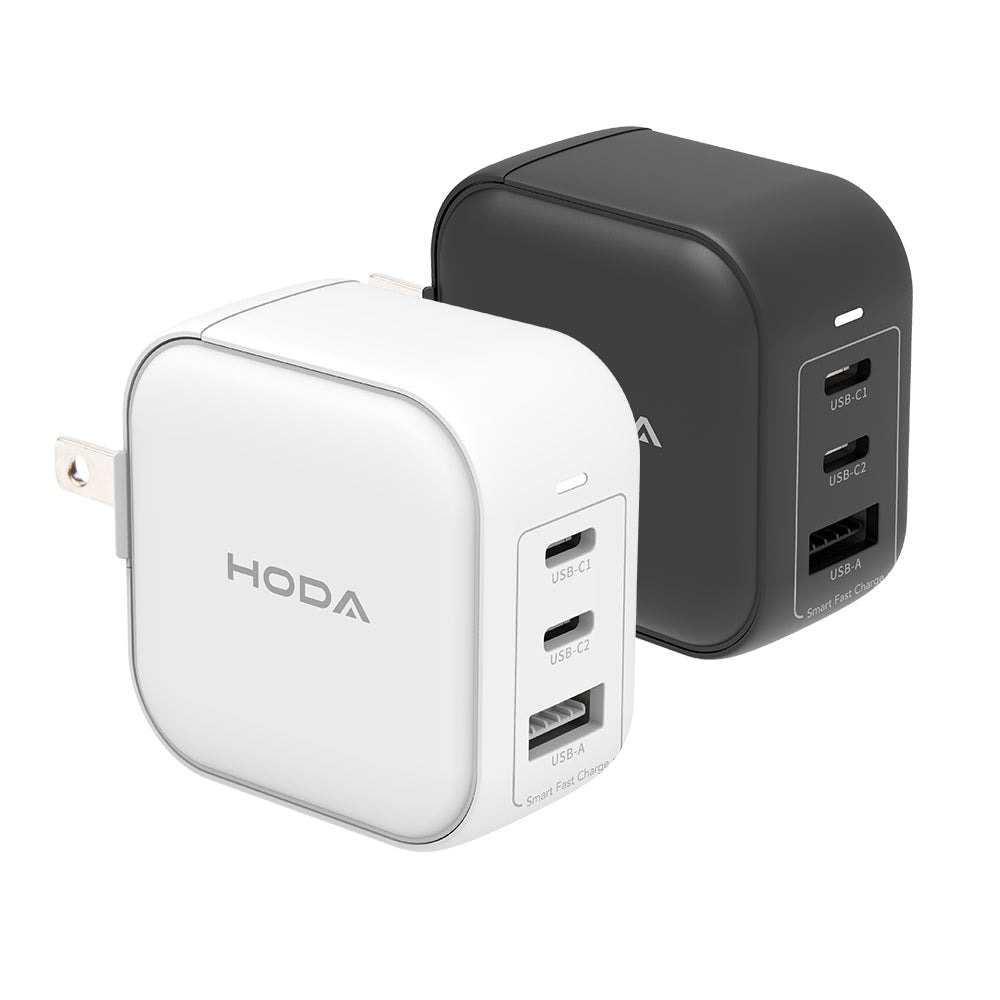 【Hoda】65W GaN氮化鎵智慧方型三孔電源供應器 / 極速智能充電器