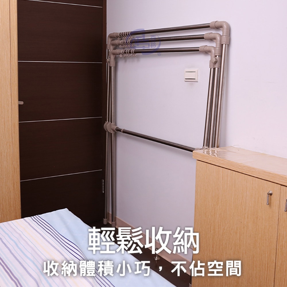 【百鈴】衣立不倒四桿X型可升降曬衣架-豪華組(曬衣架/掛衣架/室內衣架/移動架/棉被架/毛巾架)