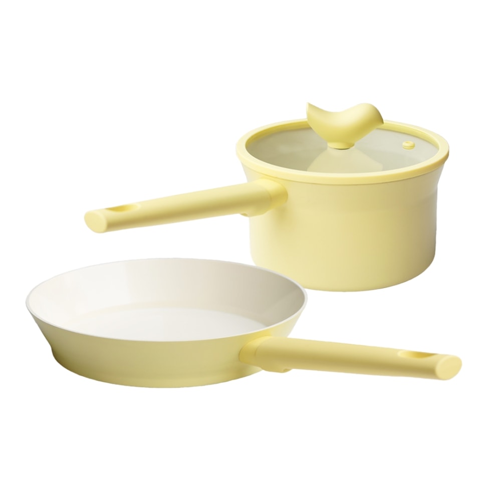【Buderus】快樂鳥美型陶瓷厚底不沾鍋 三件組-暖心黃