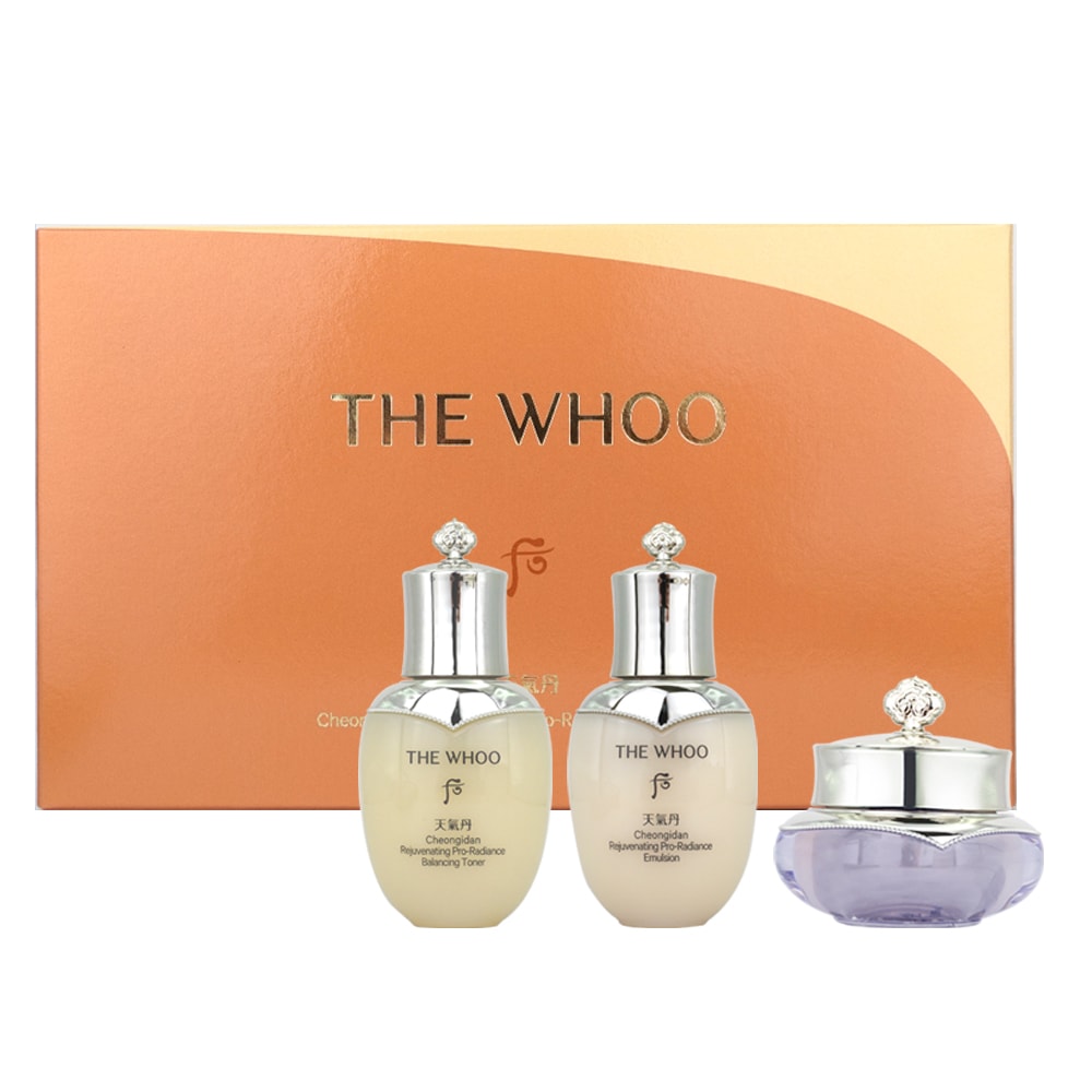 【Whoo后】天氣丹PRO光耀美肌3件組 新版[重生水(25ml)+重生乳(25ml)+重生霜(10ml)]
