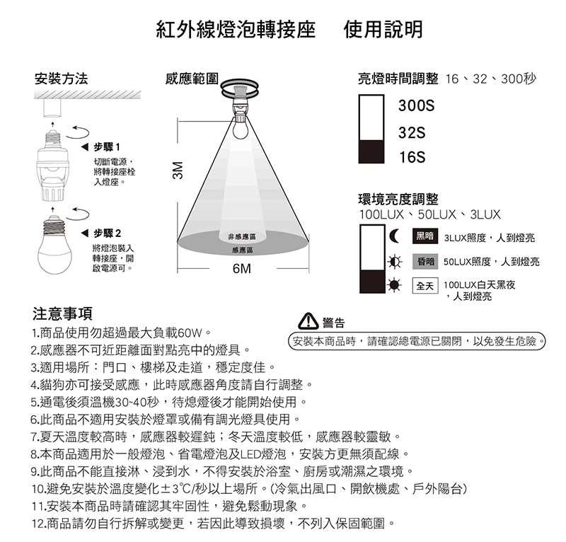 【太星電工】紅外線燈泡轉接座 WD611