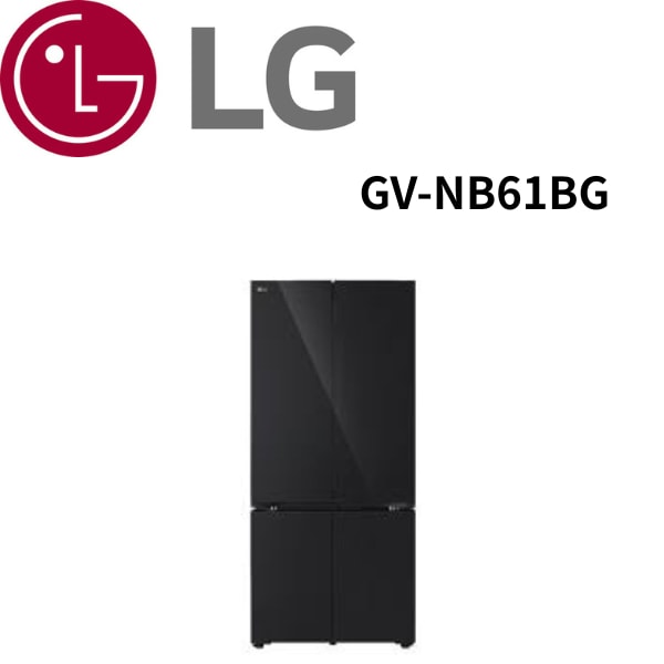 【LG 樂金】GV-NB61BG  619公升 智慧變頻四門冰箱｜曜石黑鏡面 (含基本安裝) 預購品: 7月7日後開始出貨