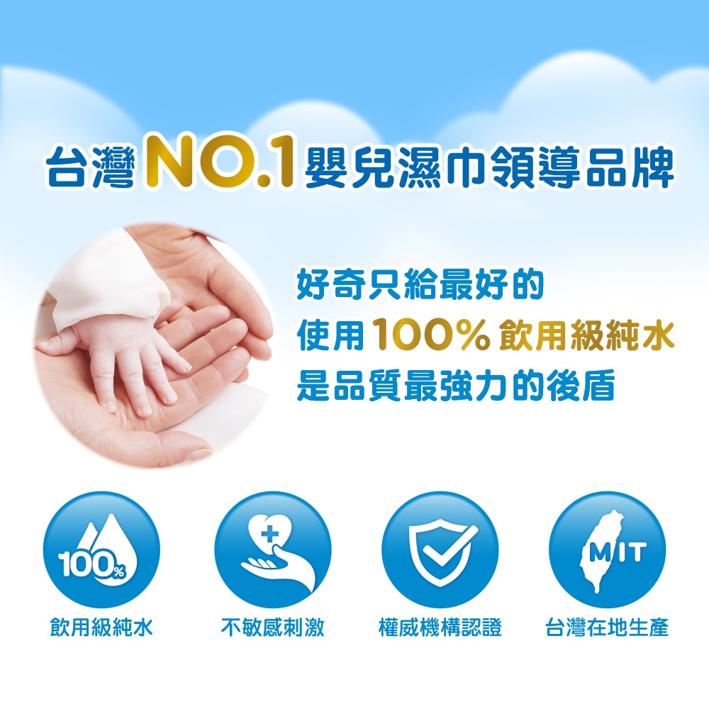 【HUGGIES 好奇】純水嬰兒濕巾加厚型80抽/一般型100抽/綠茶加厚型80抽(18包/箱) 箱購