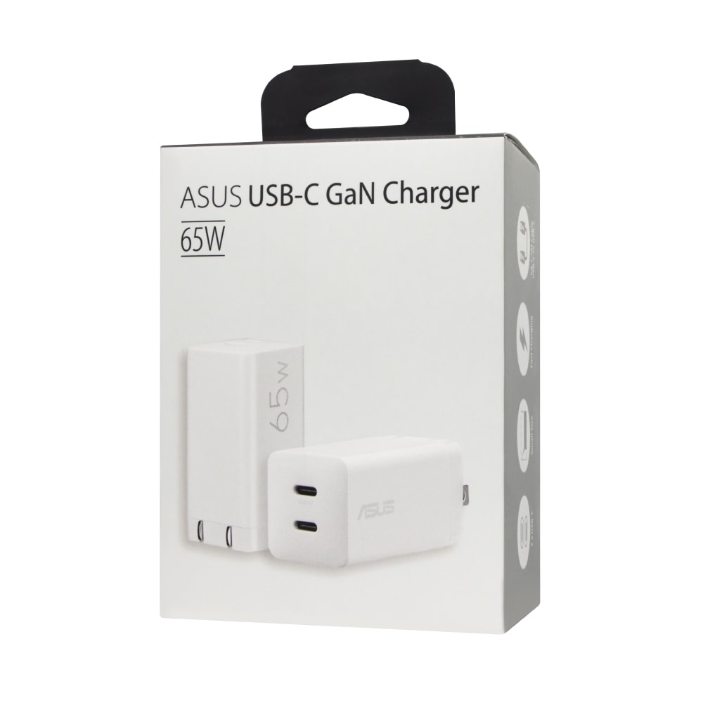 【ASUS 華碩】原廠 65W雙孔 GaN氮化鎵快充充電組 (內附5A 1.5M Type-C to Type-C線)