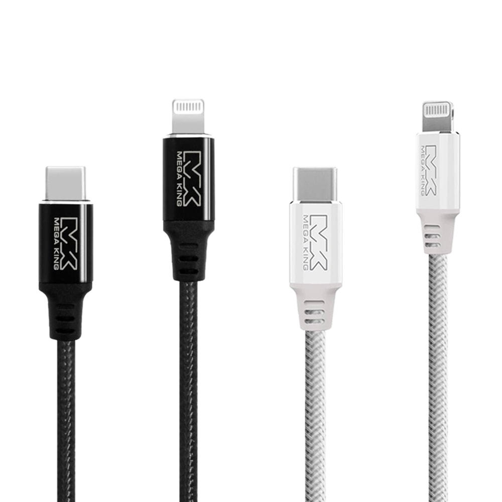 【MEGA KING】原廠 MFI認證 Type-C to Lightning 鋁合金編織充電線 - 1.2m (盒裝)