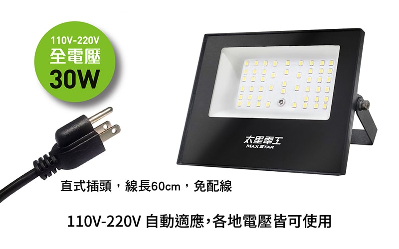 【太星電工】30WLED防水投射燈/全電壓 WDA3030