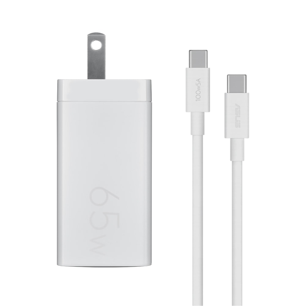 【ASUS 華碩】原廠 65W雙孔 GaN氮化鎵快充充電組 (內附5A 1.5M Type-C to Type-C線)