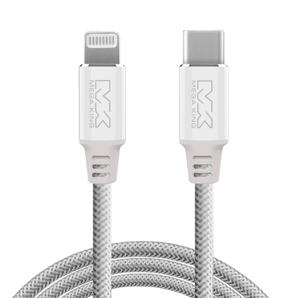【MEGA KING】原廠 MFI認證 Type-C to Lightning 鋁合金編織充電線 - 1.2m (盒裝)