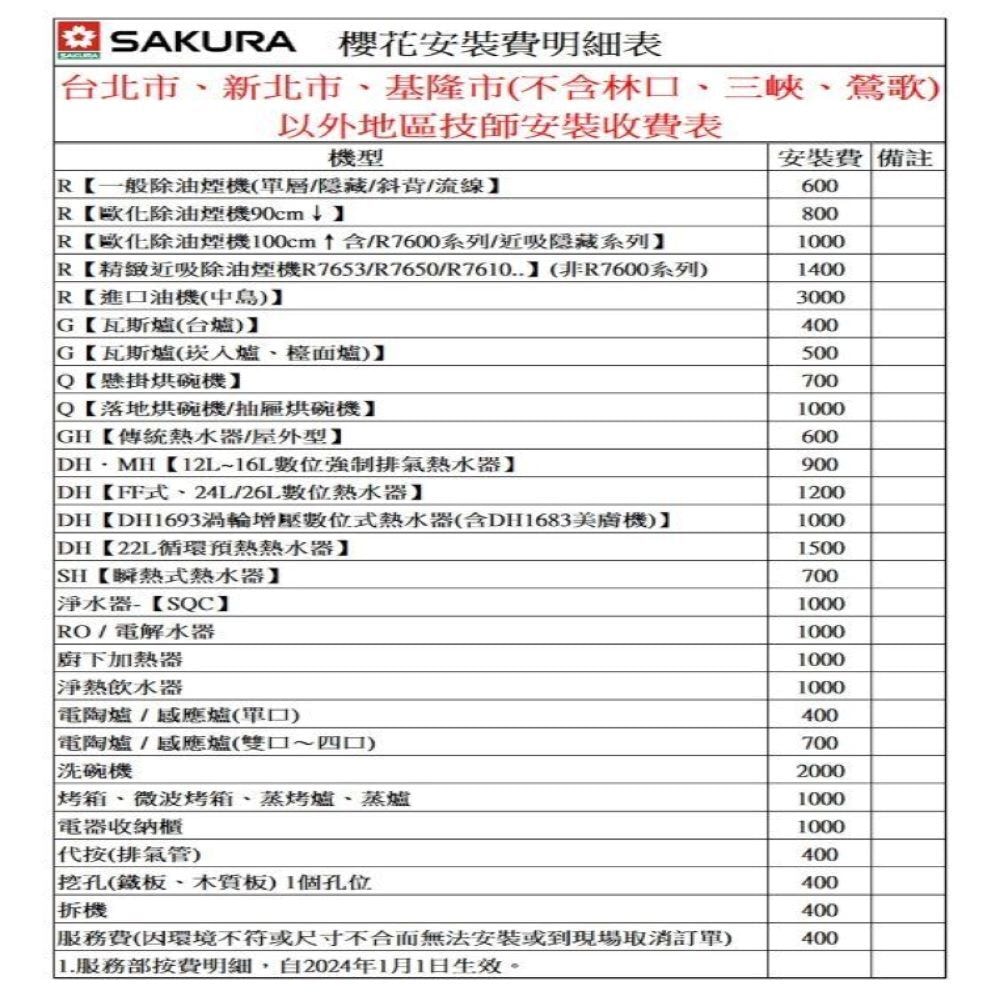 【SAKURA 櫻花】16L 第三代POWER四季溫智能恆溫強制排氣熱水器DH1635H(天然瓦斯專用)