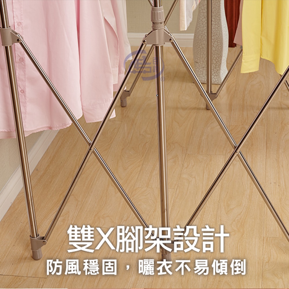 【百鈴】衣立不倒三桿大容量多變曬衣架-豪華組(曬衣架/掛衣架/室內衣架/移動架/棉被架/毛巾架)