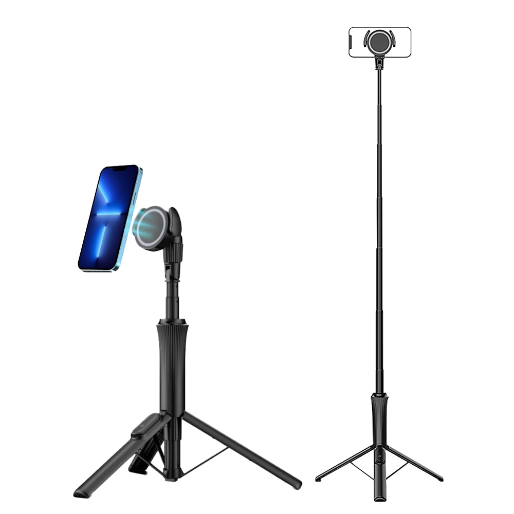 【City Boss】1.5米 磁吸/夾式兩用 藍牙遙控伸縮三腳架自拍棒 直播自拍桿腳架