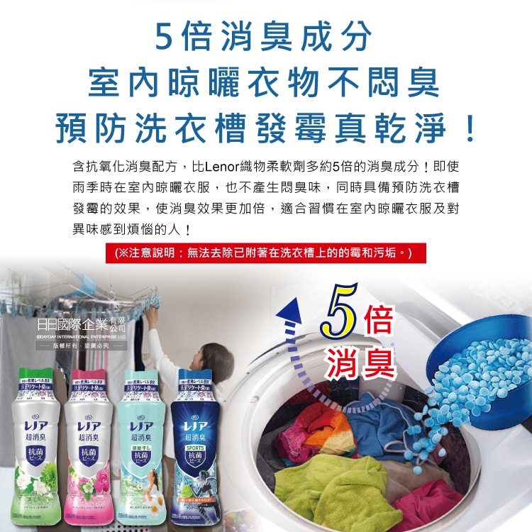 【Lenor 蘭諾】-煮沸般超消臭洗衣香氛豆-運動清爽490ml/深藍瓶(P&G香香豆,衣物芳香劑,衣物除臭顆粒,滾筒式直立式洗衣機適用)