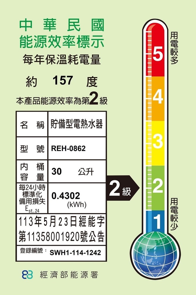 【林內】【REH-0862】8加侖儲熱式電熱水器(不鏽鋼內桶)熱水器(全省安裝)