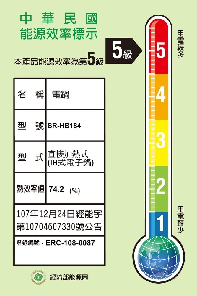【Panasonic 國際牌】【SR-HB184】10人份電子鍋